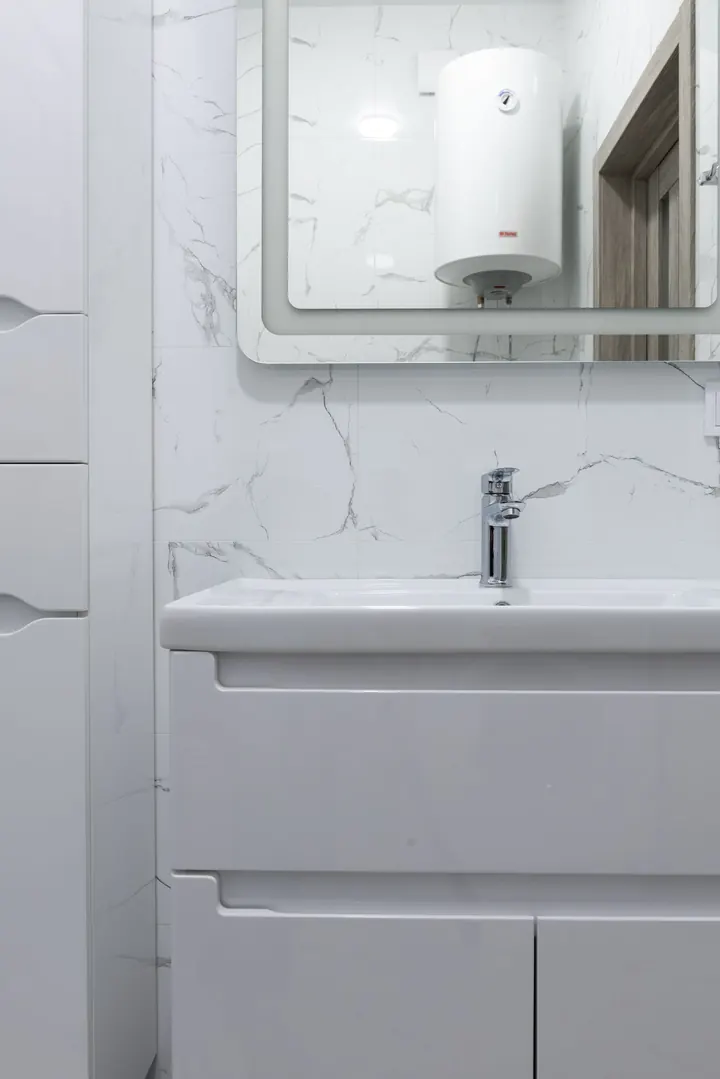 Modern bathroom with hot water supply, water heater installation Fort Myers